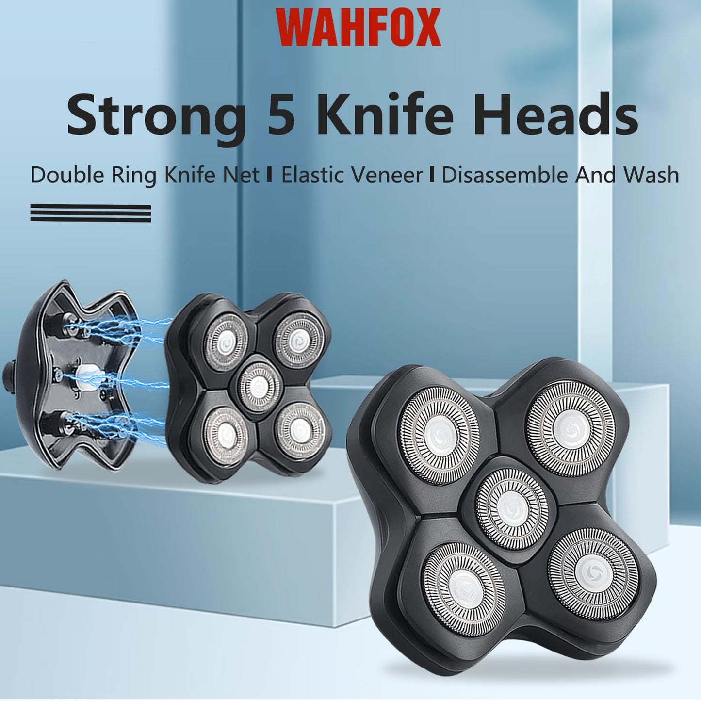 Universal 5 Blades Magnetic Head Shaver replacement Blades Compatible with FREEDOM BIRD shaver 5 blade head shaver replacement heads