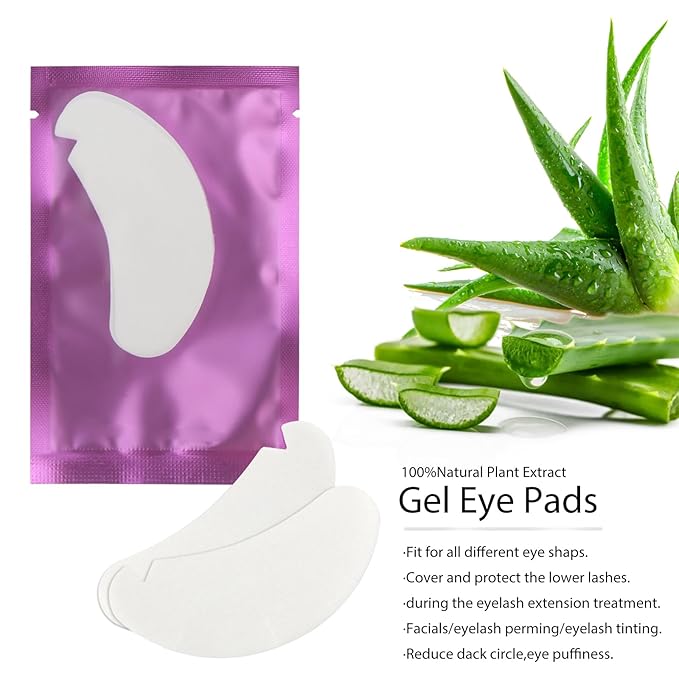 V-Shape Under Eye Pads, Eyelash Extension Natural Hydrogel Patch Lash Gel Pad for Extensions supplies, Professionals Beauty Makeup Mask Kit (Purple)