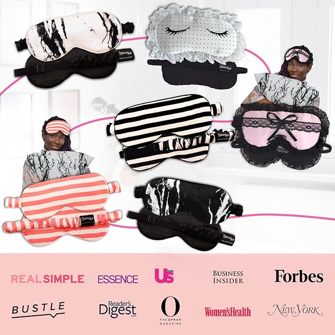 CELESTIAL SILK 100% Silk Sleep Mask for Women with Silk Covered Elastic Strap, Eye Mask for Sleeping (One Size, Charming Lashes)