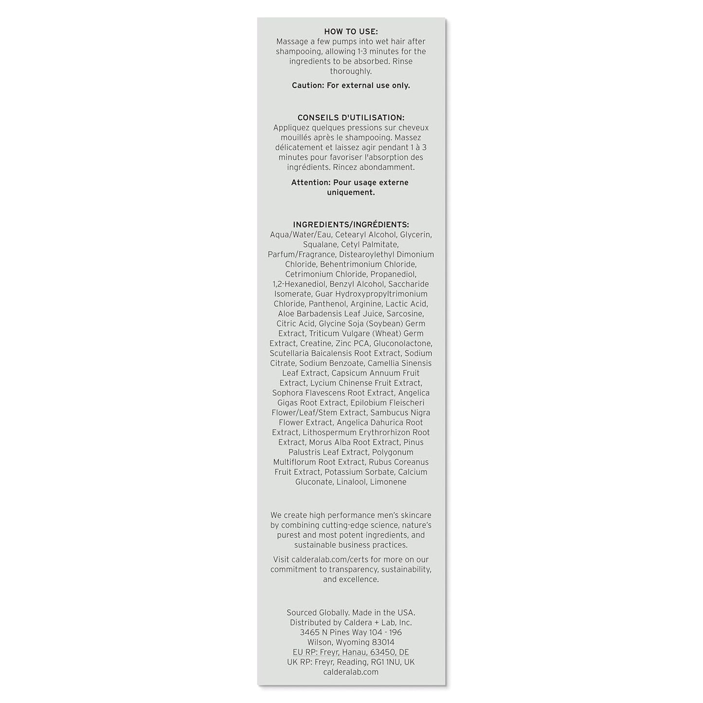 Caldera + Lab The Conditioner | Men’s Moisturizing Hair Conditioner, Hydrating & Nourishing for Soft, Shiny Hair, Dermatologically Tested - All Hair Types