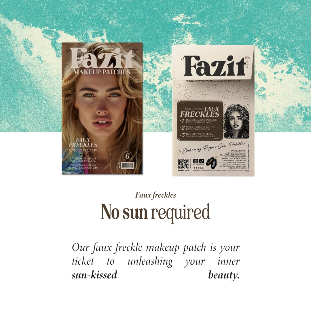 Fazit Makeup Patches - Face Makeup Patches - Beauty Face Makeup - Brown Fake Freckles - Waterproof Faux Freckles - Fazit Faux Freckle Patches - Temporary Face Freckles For Women - 6 count
