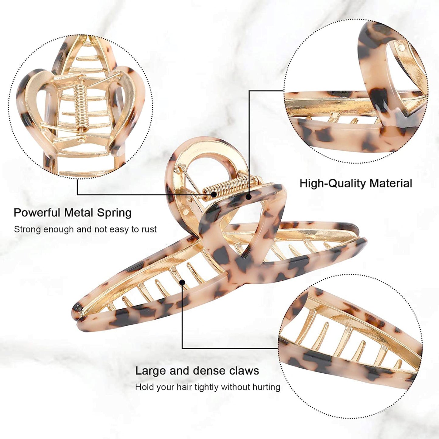 1Pack Large Metal Acetate Hair Claw Clips Big Non Slip Hair Clamp for Women Hair Accessories as Gift for Medium to Thick Hair (1pcs/box,Leopard Print)