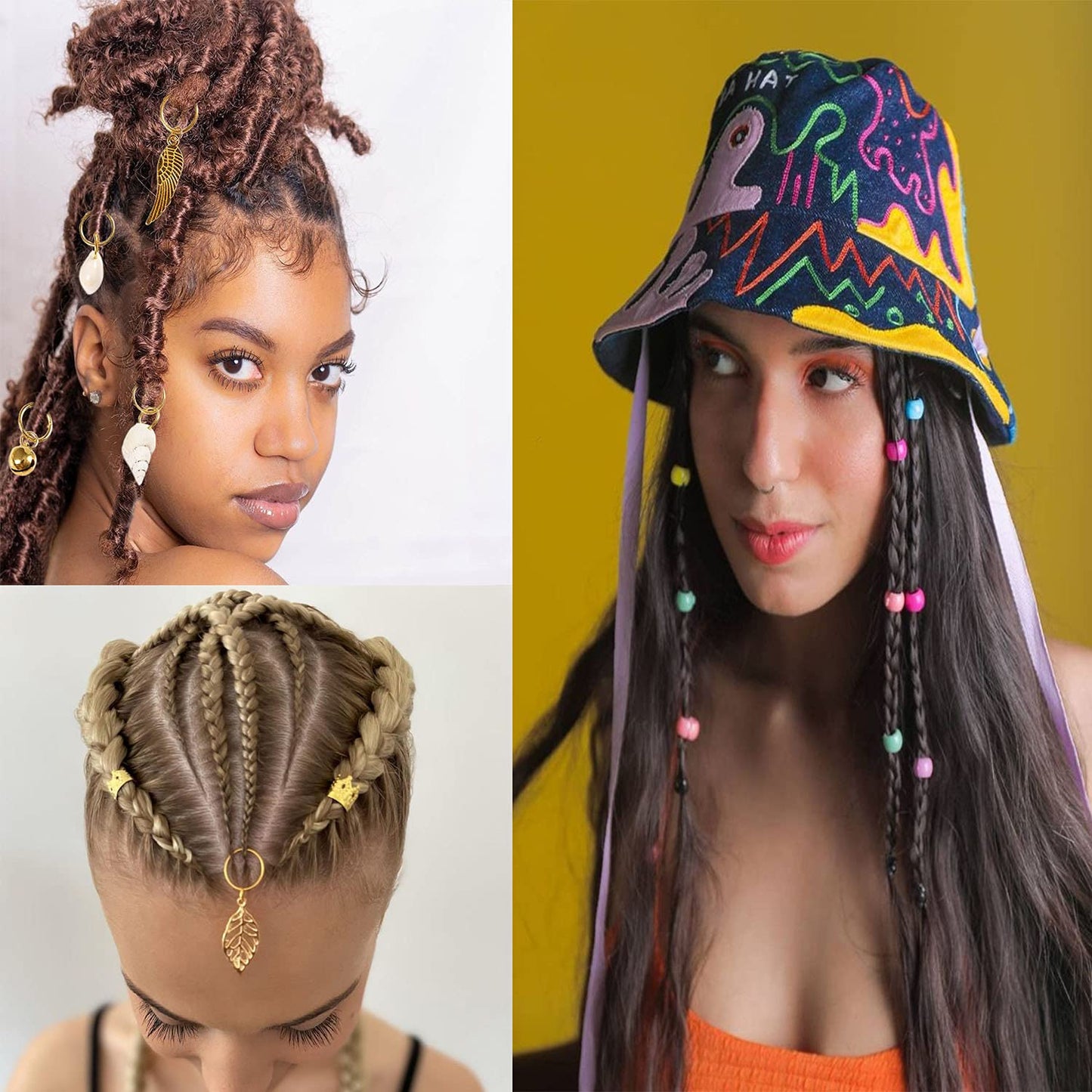 Leeven 417PCS Dreadlock Accessories Hair Braid Accessories with Braid Rings Hair Hoops Hair Clips Dreadlock Beads Colorful Cord Hair Rings