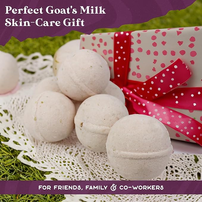 Purple Canyon Glowing Goat Natural Bath Bombs | Skin Moisturizing Goat Milk with Pink Calamine Clay for Sensitive Skin | Fragrance Free Handmade Bath Bombs for Skin Care