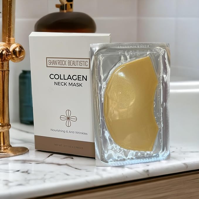 SHAN'ROCK BEAUTISTIC 2pc Luxury Collagen Neck Mask/Anit-Wrinkle Hydrating Neck Mask/Anti-Aging Moisturizing Neck Mask/Rejuvenate and Tighten Collagen Neck Mask