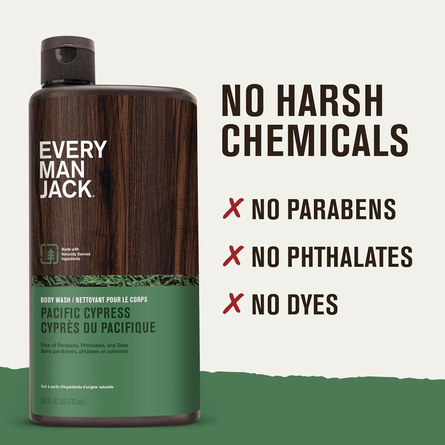Every Man Jack Nourishing Pacific Cypress Mens Body Wash for All Skin Types - Naturally Derived Ingredients - Cleanse and Hydrate Skin with Coconut and Glycerin - 24oz 2 Bottles