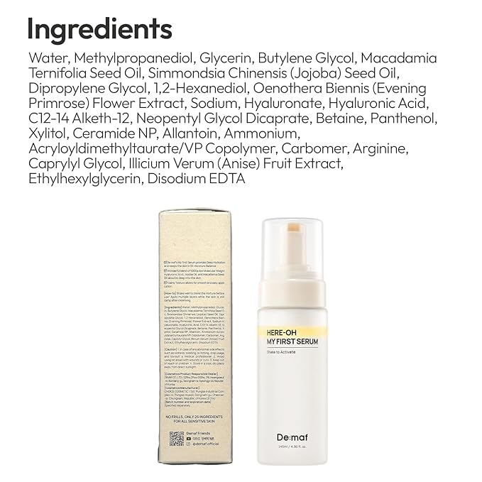 Here-Oh My First Bubble Texture Hydrating Serum with Hyaluronic Acid | Face Serum for Skin Barrier Repair and Glowing Skin | Korean Serum for Dry Skin & Sensitive Skin (1.69 fl oz)