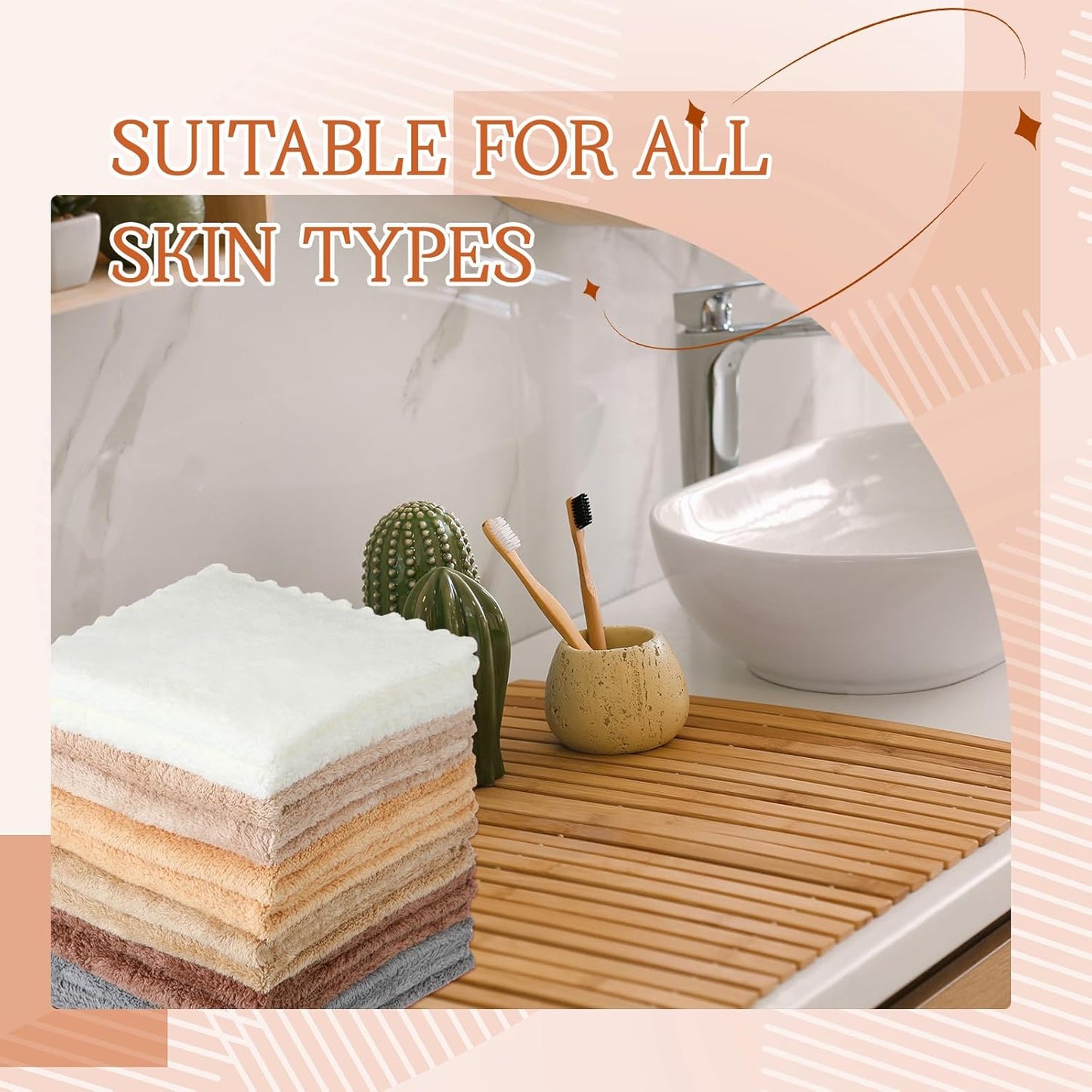 Syhood 12 Pieces Face Wash Cloth 12 x 12 in Makeup Remover Cloths Towel Coral Velvet Facial Microfiber Soft Fast Drying Facial Cleansing Towel for Face(Mix Dark Colors)