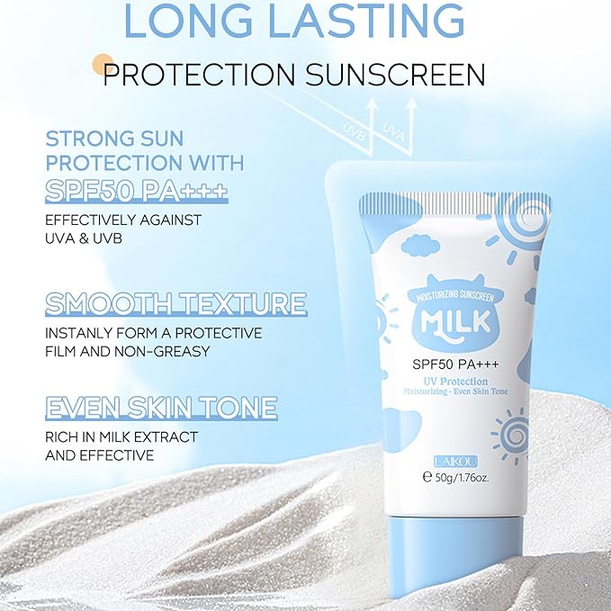 Milk Face Routine Set, 5Pcs Moisturizing Facial Skin Care Sets, Long-lasting Hydrating, Enhance Skin Elasticity, Face Care Kit Include Cream, Cleanser, Eye Cream, Moisturizer, Sunscreen