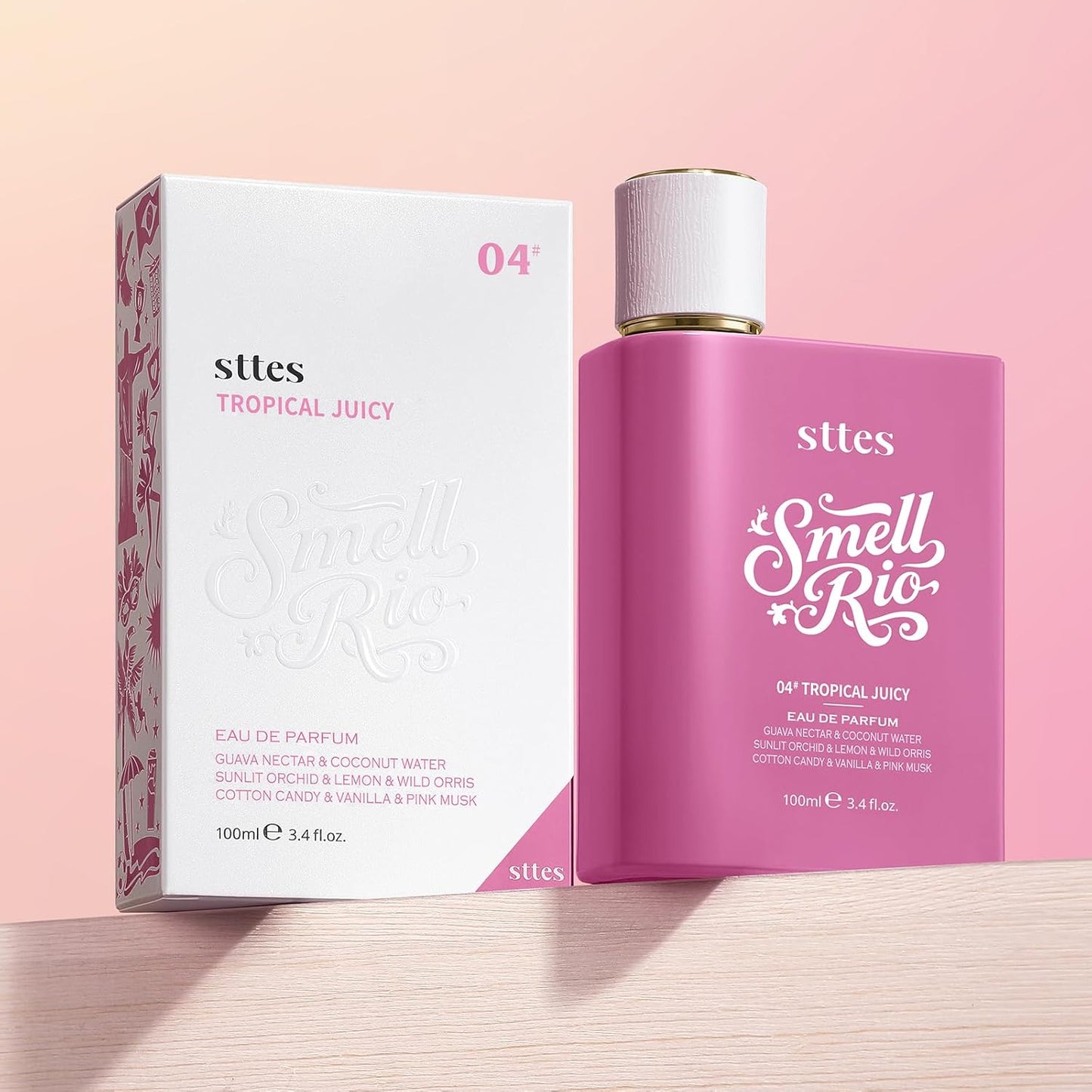 Sttes Perfume 04# (Original 408) β Perfume for Women β Long-Lasting Hair Guava, Orchid, Vanilla & Cotton Candy Notes β Fruity Scentual Fragrance Eau de Parfum 100ml (3.4 fl oz) β Tropical Juicy