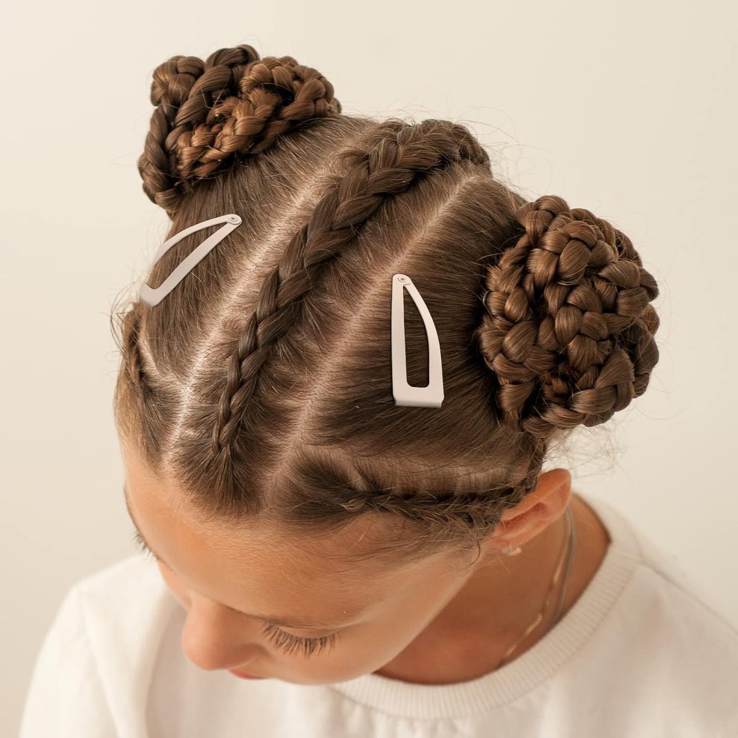 Chinco 24 Pcs Double Grip Hair Clips Metal Snap Clips Women Barrettes for Hair Making, Salon Supplies(Beige,2 Inch)