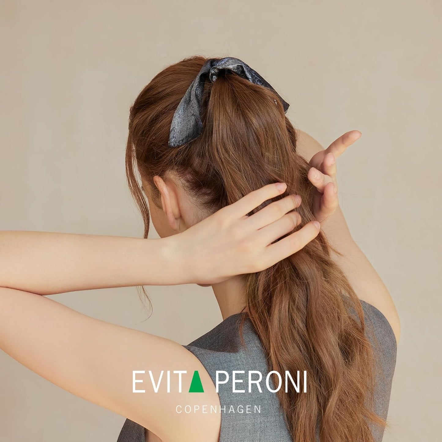 EVITA PERONI Banana Clip with Twistable Wings, Fabric Ponytail Holder Hair Clips for Thick Curly Hair Large Claw Clips Elegant Hair Accessories for Women, Silver Gray