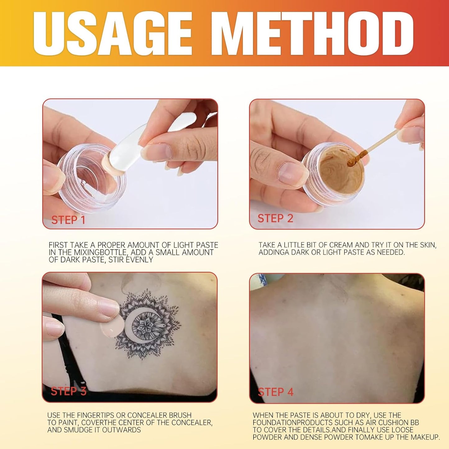 DIMOT Tattoo Cover Up, 2 Colors Waterproof & Sweatproof Tattoo Cover Up Makeup, Invisible & Natural, Skin-Friendly Body Makeup Suitable for Tattoos, Scars, Spots & Vitiligo - 2PCS (2PCS)