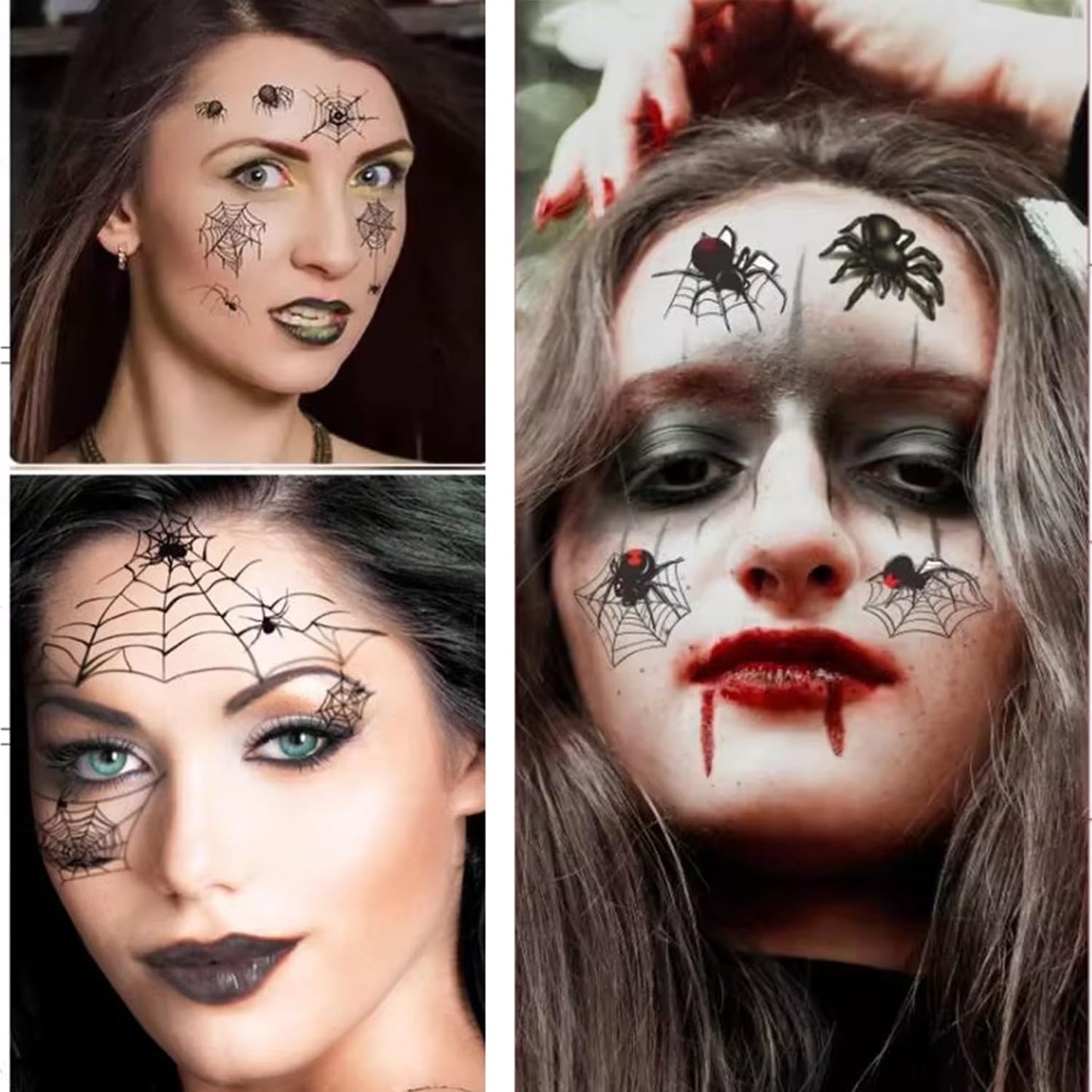 40 Sheets 3D Spider Web&Fake Scar Temporary Tattoos Halloween Makeup Kit, Witch Zombie Realistic Fake Bat Face Tattoos Stickers For Women Adults Kids Men (Halloween)