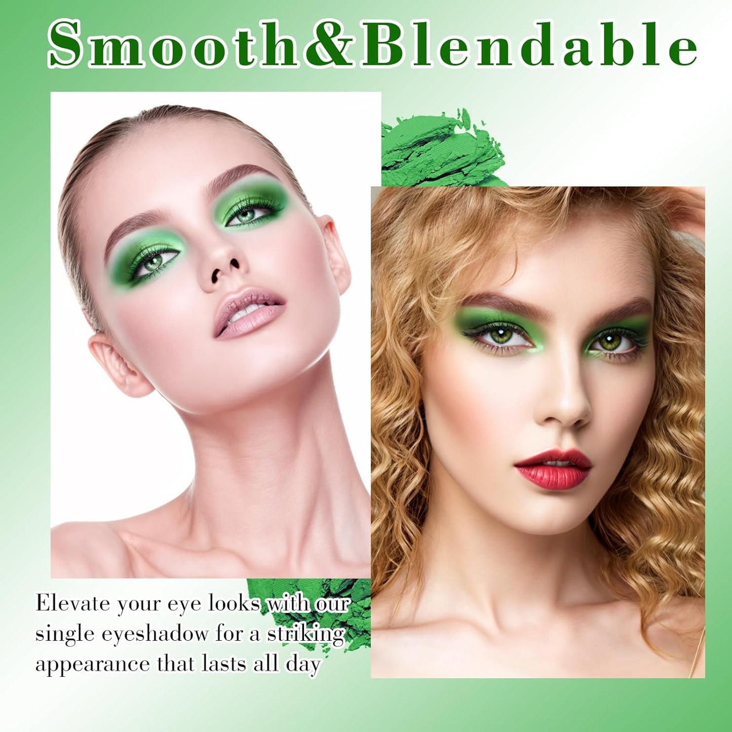 MEICOLY Light Green Eyeshadow with Mirror,Forest Green Matte Eye Shadow Palette for Wicked Witch Elphaba Makeup,Pressed Powder Single Eyeshadow for Women and Girls,Eye Makeup Eyelid Color,High Pigment