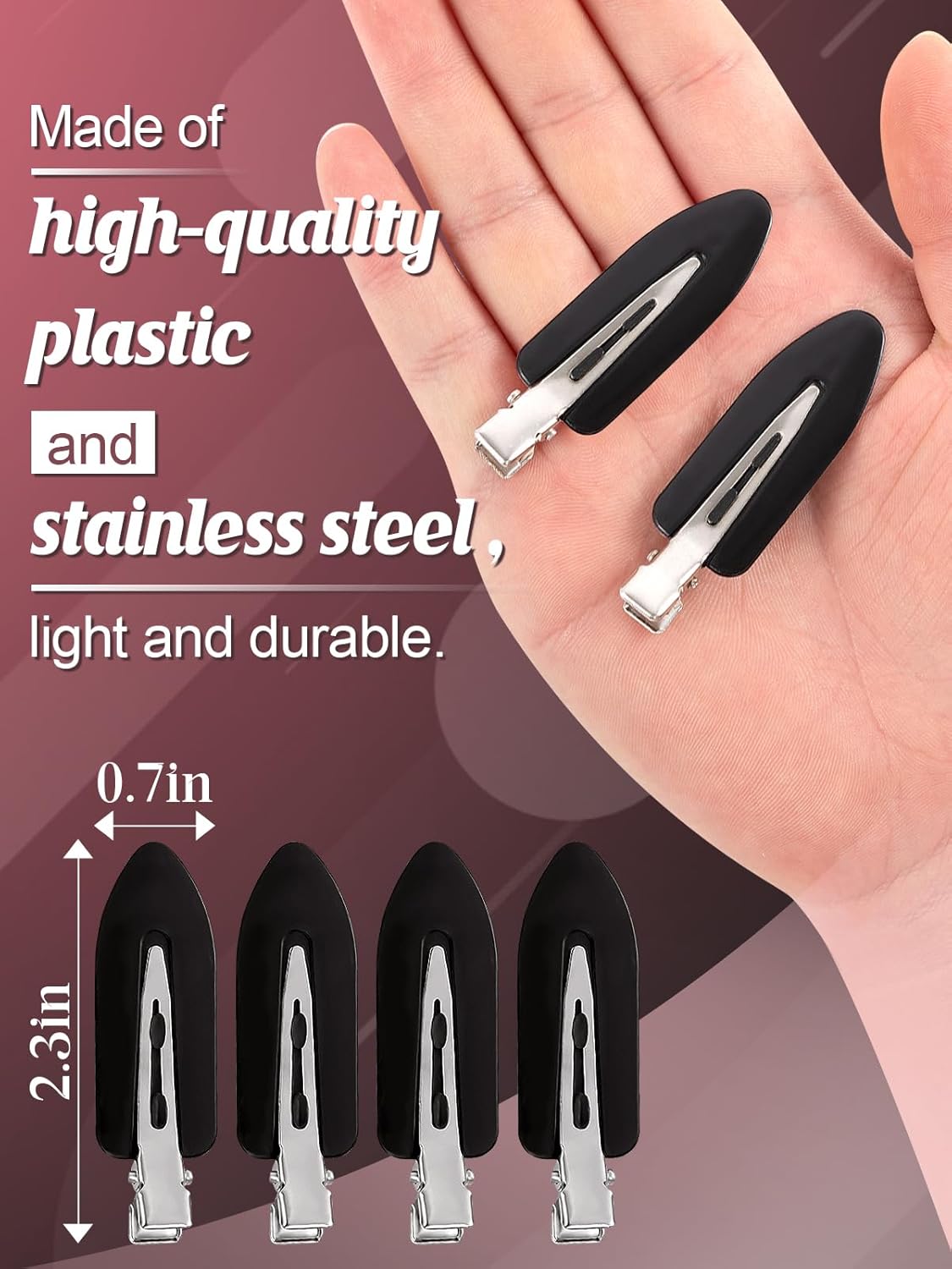 8Pcs No Bend Hair Clips - Creaseless Hair Clips Styling Duck Bill Clip No Dent Alligator HairBarrettes, Small Gifts for Women Girl Salon Hairstyle Hairdressing Bangs Waves Makeup, Black