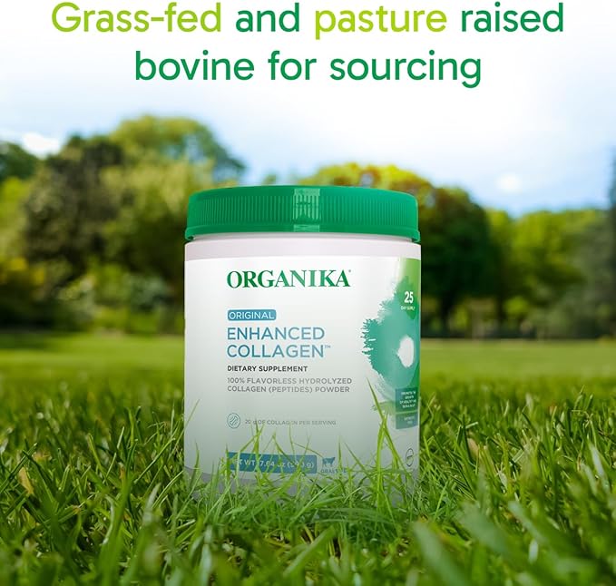 Organika Enhanced Hydrolyzed Collagen Peptides Powder: Easy Absorption Unflavored Collagen Powder for Skin, Hair, Nails, Joints, Muscles, & Gut - Keto, GMO-Free, Grass-Fed - 25 Day Supply