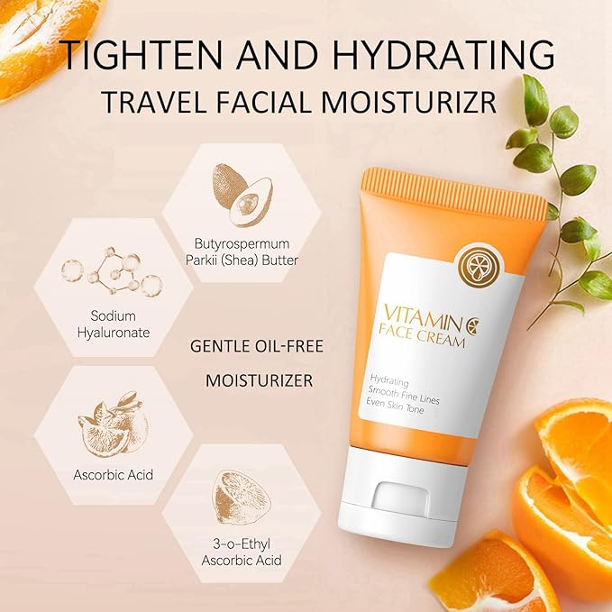 Vitamin C Skincare Set Beauty Gift Sets, Travel Skin Care Coreano Kit - Toner, Serum, Cream, Cleanser & Brush, Guasha Board, Birthday Skin Care Kit For Teens, 6pcs Skin Care Routine Kit For Women