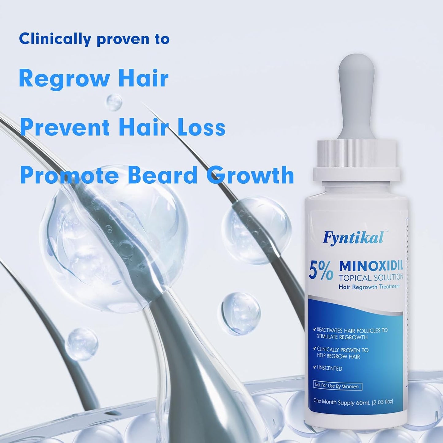 Fytikal 5% Minoxidil for Men Hair Regrowth Treatment, Extra Strength Topical Solution for Thinning Hair & Balding, Beard Growth Enhancer, Non-Greasy Fast-Absorbing Formula, 3-Month Supply