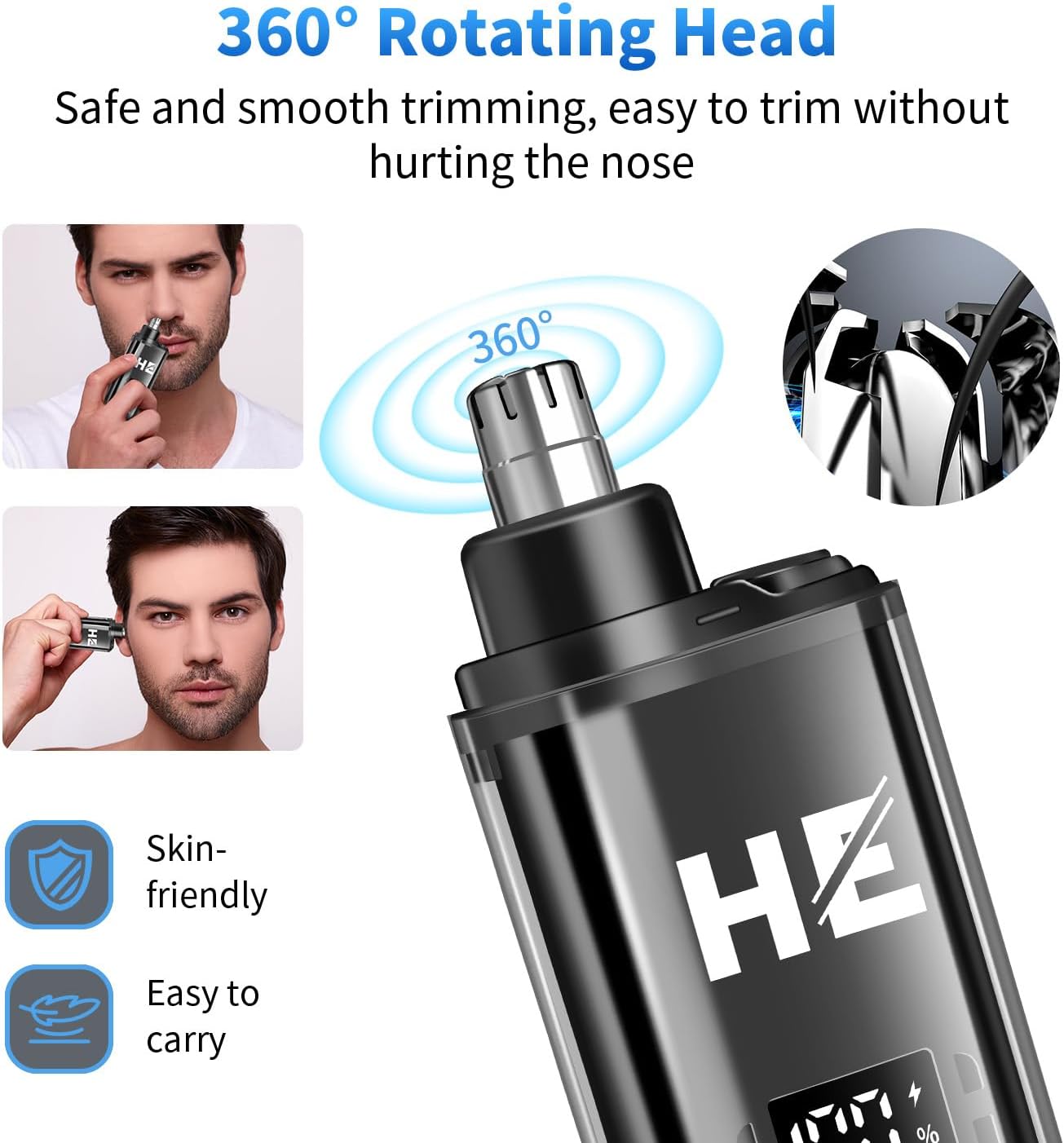 HIENA PRO Professional Cordless Hair Clippers for Men, T-Blade Beard Trimmer & Foil Shaver & Nose Hair Trimmer Set, Barber Clipper Hair Cutting Grooming Kit