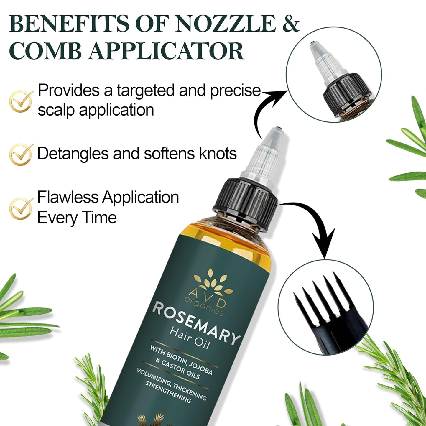 Pure Rosemary Oil for Hair Growth (4.05 fl oz) Infused with Biotin Jojoba & castor Oil | Hair strengthening Treatment | Nourishing & Volumizing– Strengthening, | Non-GMO verified