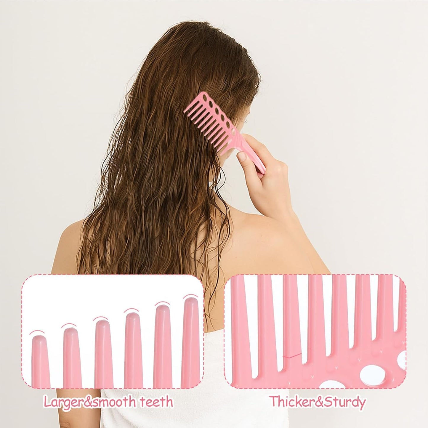 6 Pcs Professional Hair Comb Set for Women & Men, Wide & Fine Tooth Combs Rat Tail for Curly Hair, Braiding, Barber Styling, Detangling, Parting Cutting