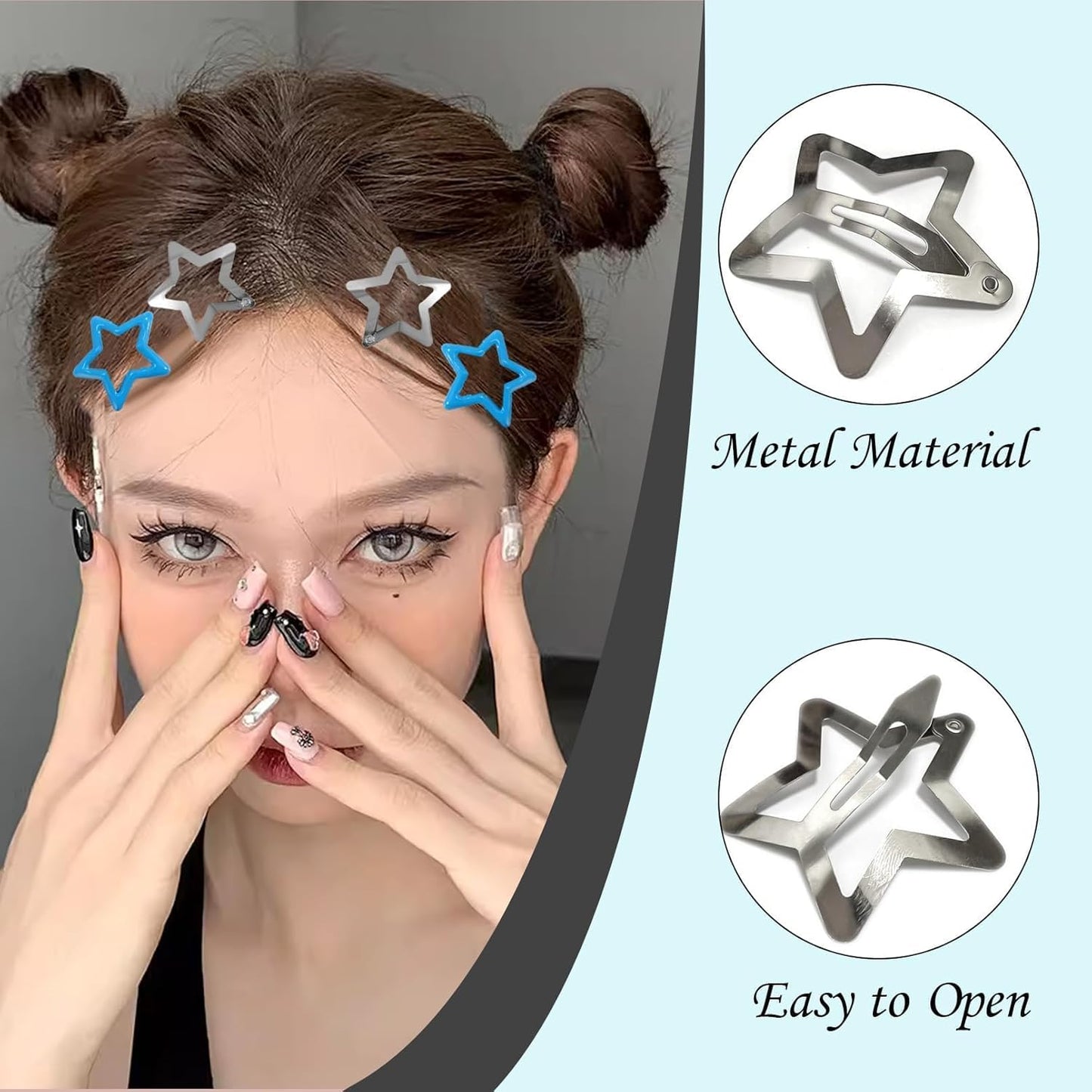 Star Hair Accessories - 50Pcs Colorful Metal Non-Slip Snap Hair Clips and Barrettes for Girls and Women