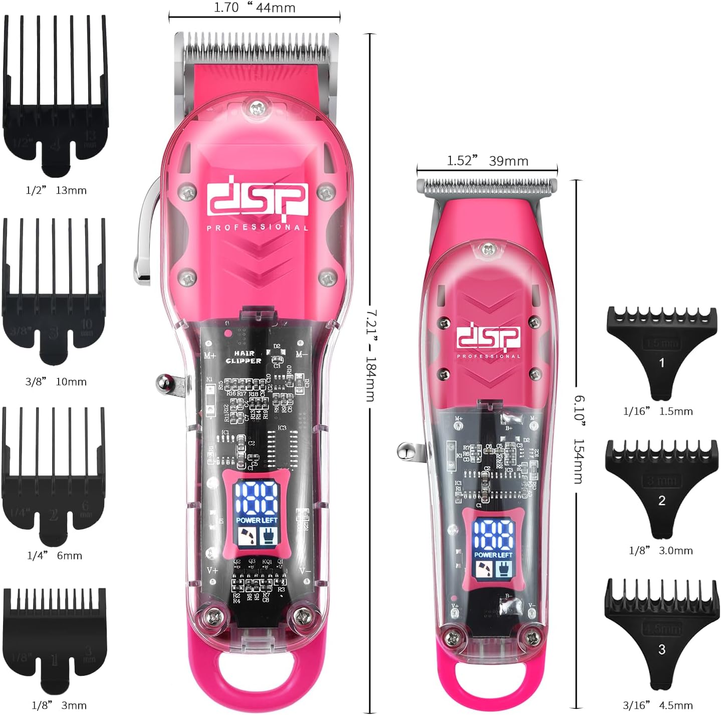 DSP® Hair Clipper, Trimmer Kit for Men Professional Barber Set for Hair and Beard Cutting Zero Gap Beard Trimmer, with LED Display (Pink)