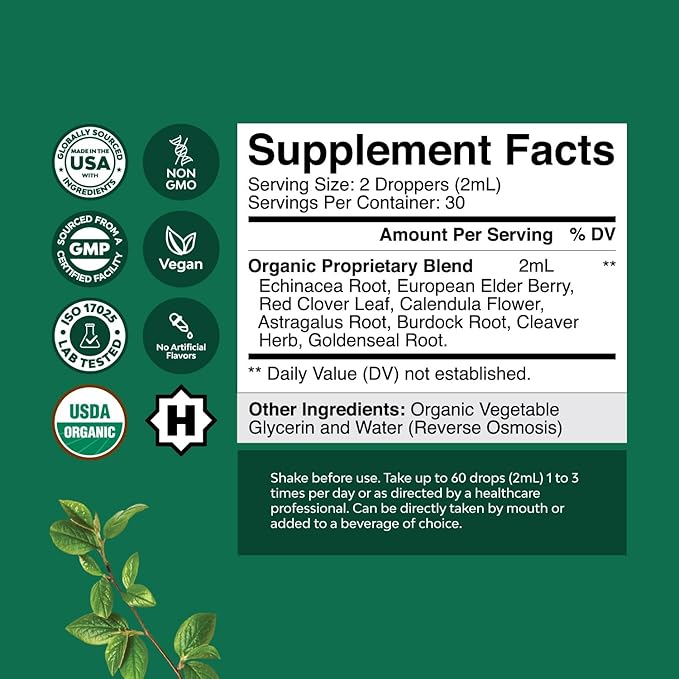 Certified Organic Lymphatic Drainage Drops 60 Servings