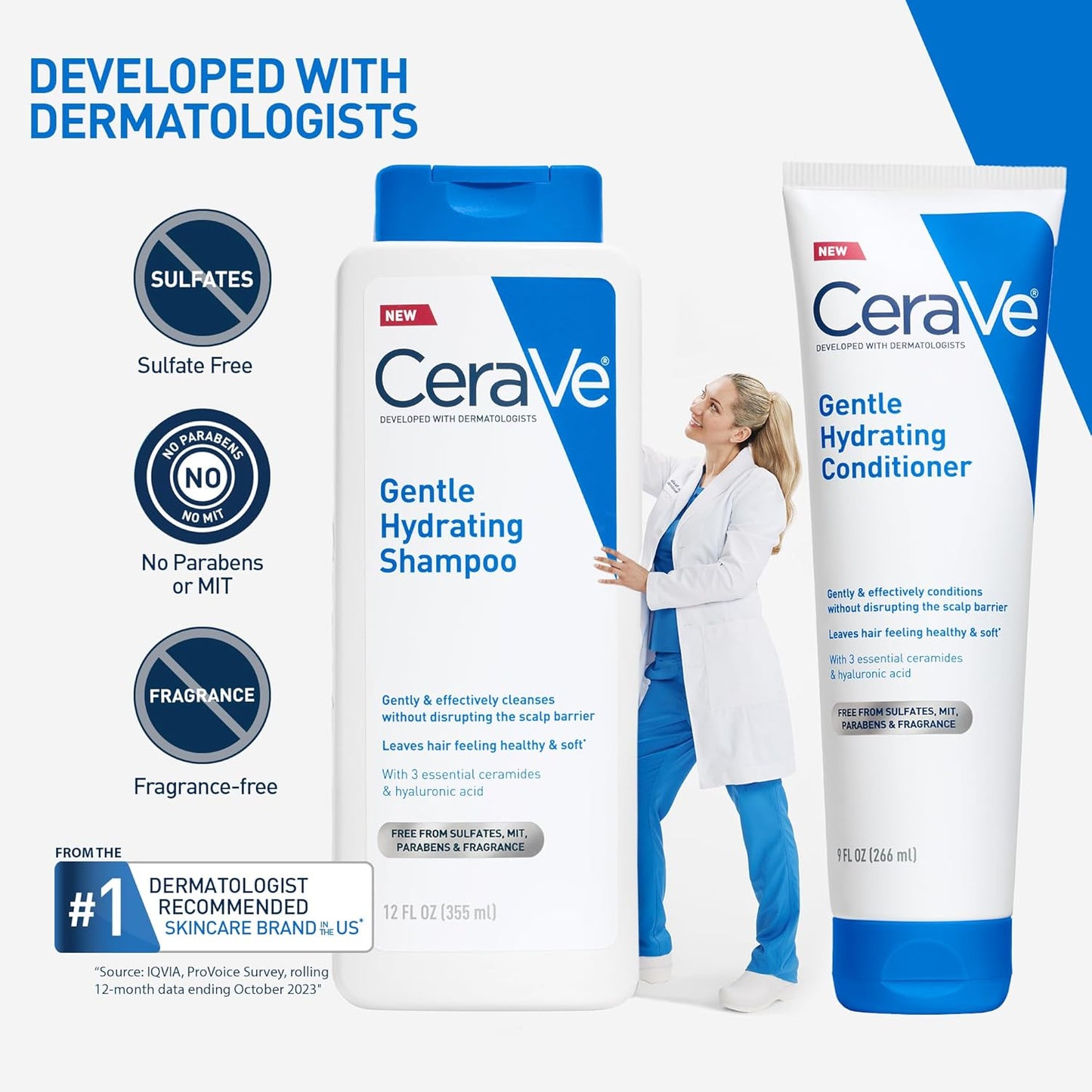 CeraVe Gentle Hydrating Shampoo, With Ceramides, Niacinamide & Hyaluronic Acid For Soft, Healthy Looking Hair & Scalp, Sulfate Free & Color Safe Shampoo, For All Hair Types, 12 Oz (Pack of 2)