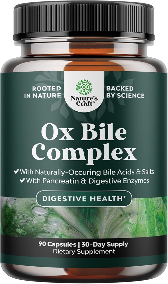 Digestive Enzymes with Ox Bile Supplement 4X Ox (1 Month)