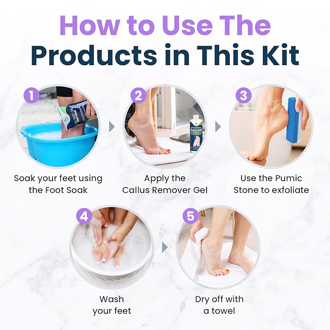 Lavender Foot Soak & Callus Remover Gel Kit - Extra Strength Callus Remover Gel for Feet, Remove Calluses with Epsom Salts, Dry Cracked Heels & Foot Odor, at Home Pedicure - Foot Care for Tired Feet