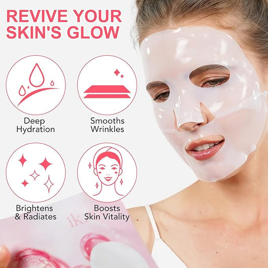 Deep Collagen Overnight Mask - Hydrating Overnight Hydrogel Mask, Anti-Wrinkle Lifting Facial Sheet Masks with low Molecular Weight Collagen for Elasticity Firming And Moisturizing (4 Sheets)