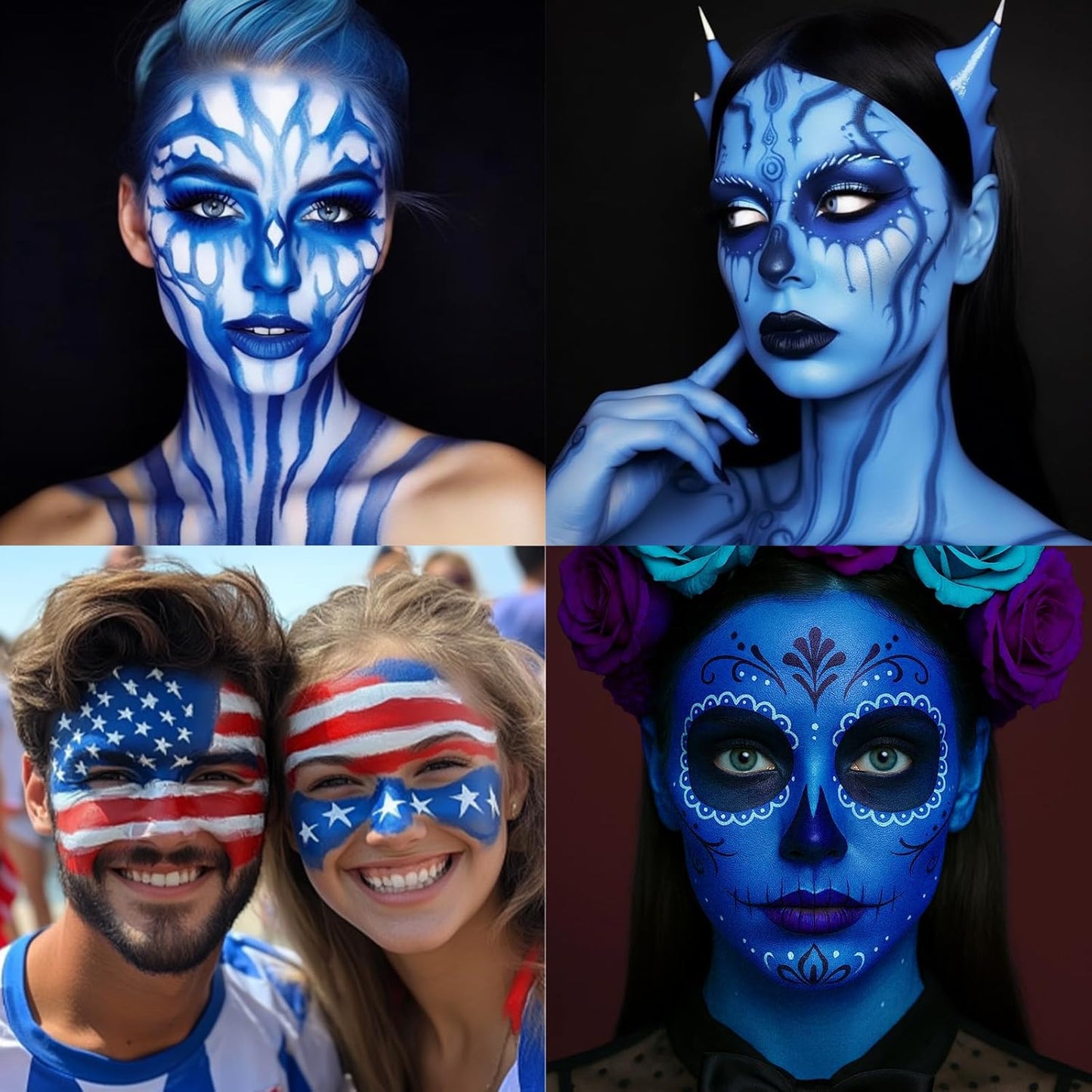 BOBISUKA Blue Body Face Paint Stick, Royal Blue Eye Black for Baseball Football Softball Sports, Blendable Body Painting Halloween Makeup Ideal for Avatar Galaxy Looks