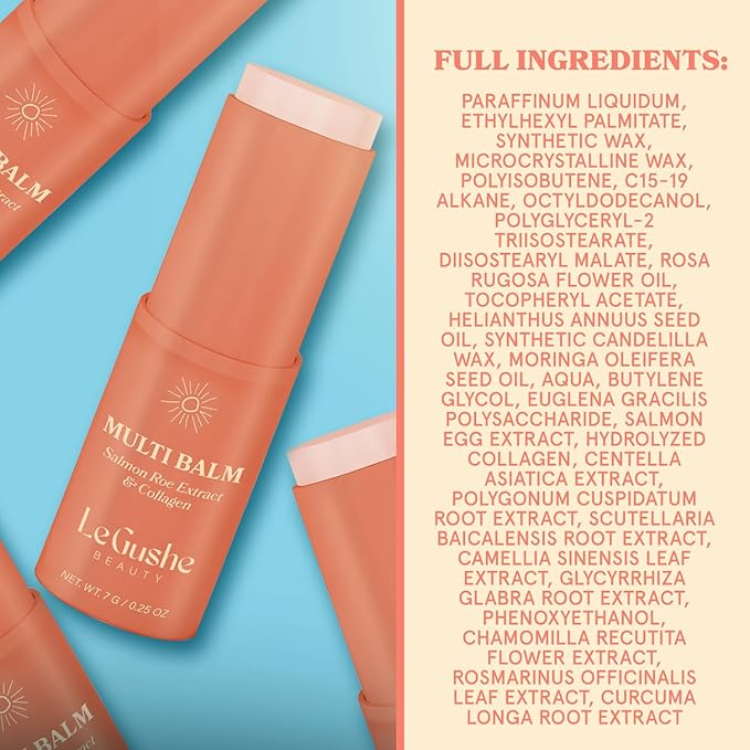 LE GUSHE All-in-One Face Balm Stick - Under Eye Brightener, Anti-Aging Under Eye Balm Stick with Salmon Roe Extract & Collagen - For Fine Lines & Wrinkles - Use on Face, Forehead, Neck