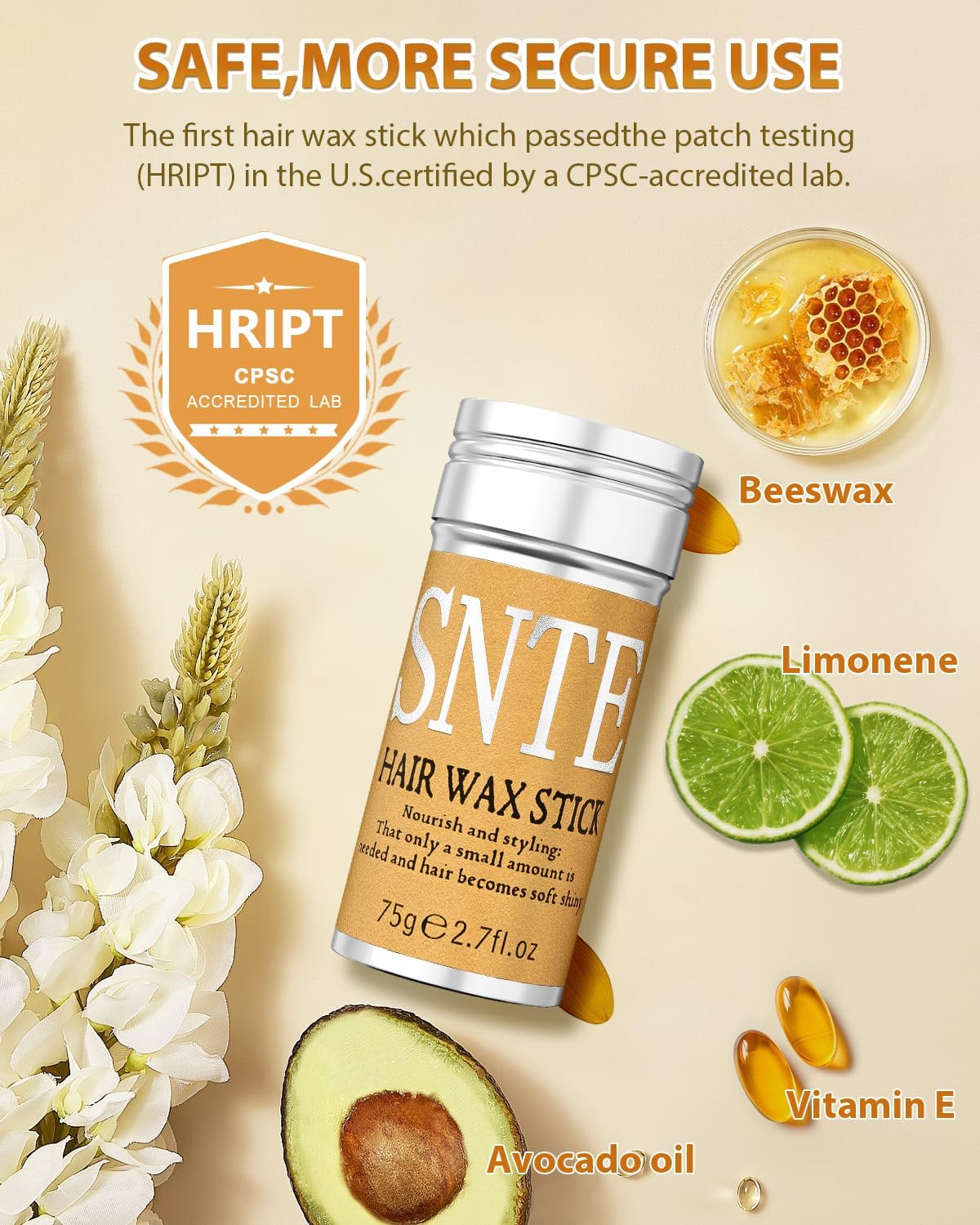 Slick Back Hair Brush (Purple), Hair Wax Stick Set, Taming Flyaways for Sleek Ponytail & Bun Styling, Hair Accessories for Teen Girls, Kids, and Women