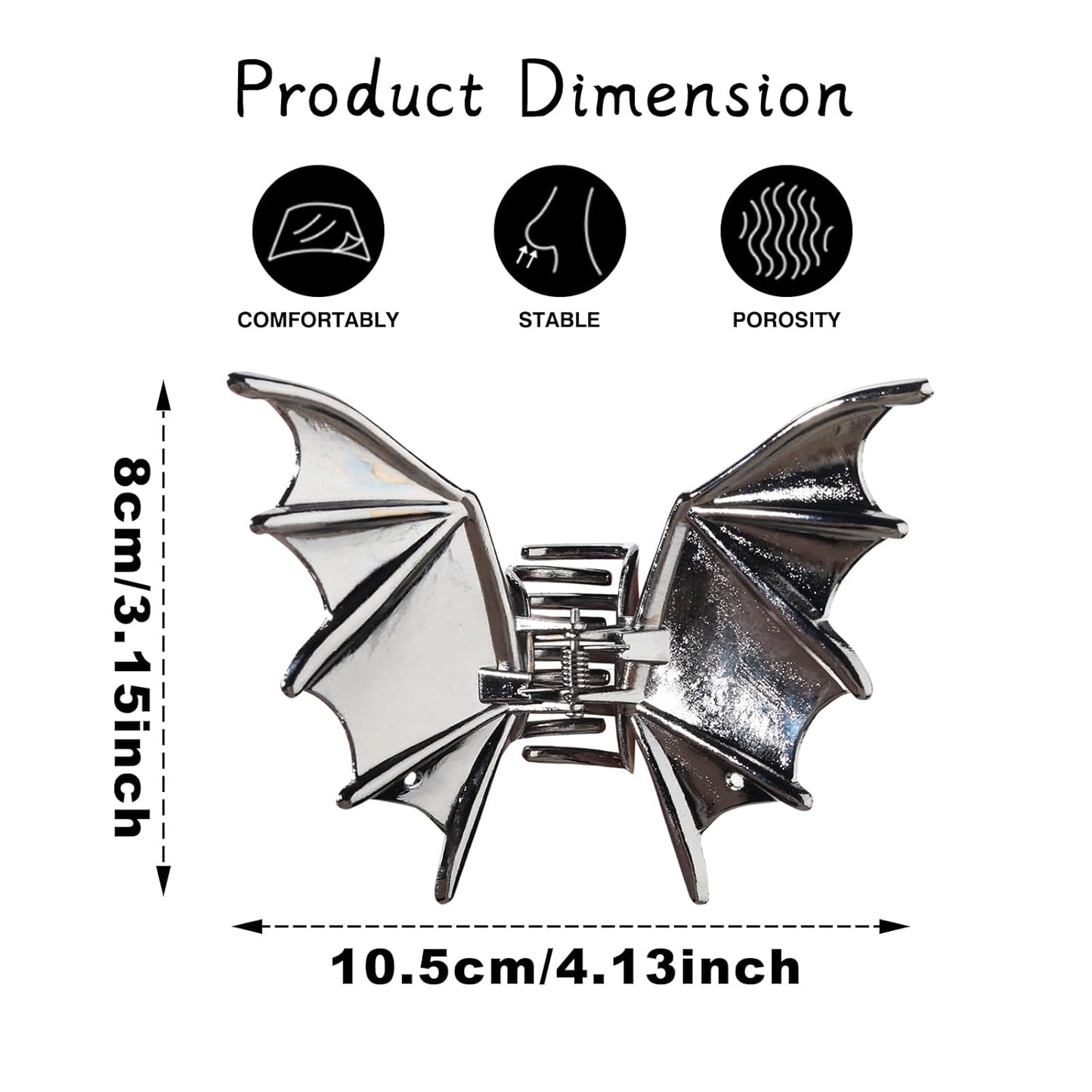 Bat Hair Clips-Metal Black Alloy for Halloween Hair Clips Nonslip Terror Ghost Bat Strong Hold Hair Jaw Hair Accessories