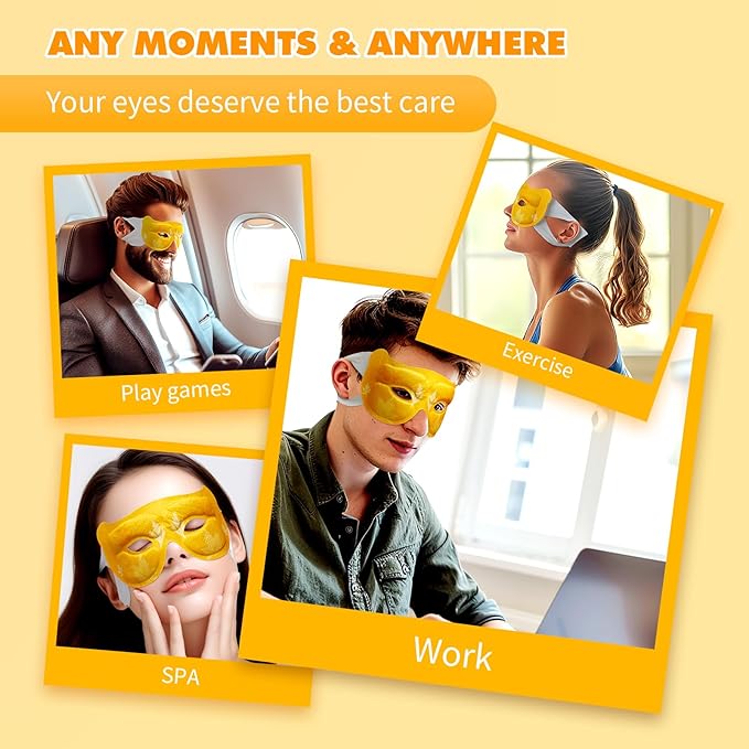 18 Packs Steam Eye Mask for Dry Eyes 40Mins Self Heating Masks Cornea Care Disposable Warm Eye Compress Sleep Mask for Reduce Eye Fatigue Spa Christmas Gifts for Women(Chamomile,Hollow)