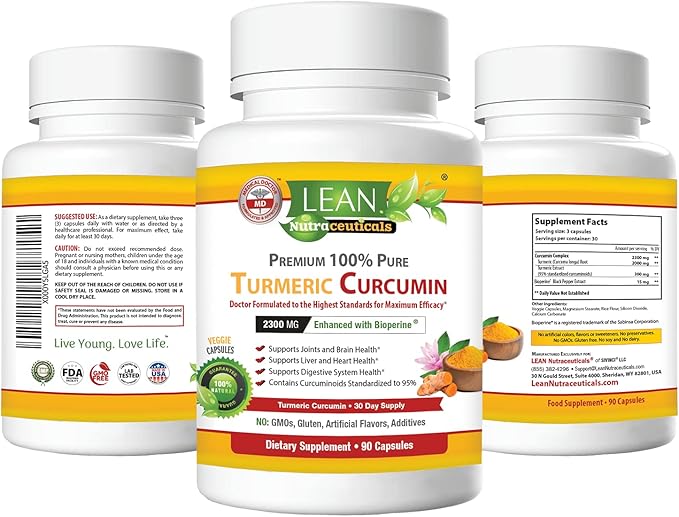Turmeric Curcumin with Black Pepper Bioperine 2300 mg, 90 Capsules