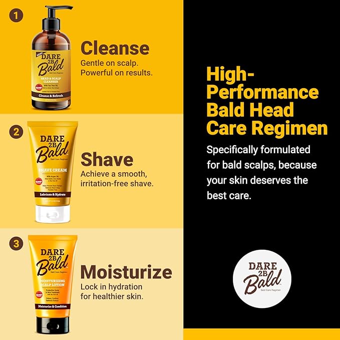 Dare 2B Bald Moisturizing Scalp Lotion | Bald Head Care Regime | Condition, Protect, and Treat the Scalp Against Flaking | Bald Head Moisturizer for Men- 4.75 OZ