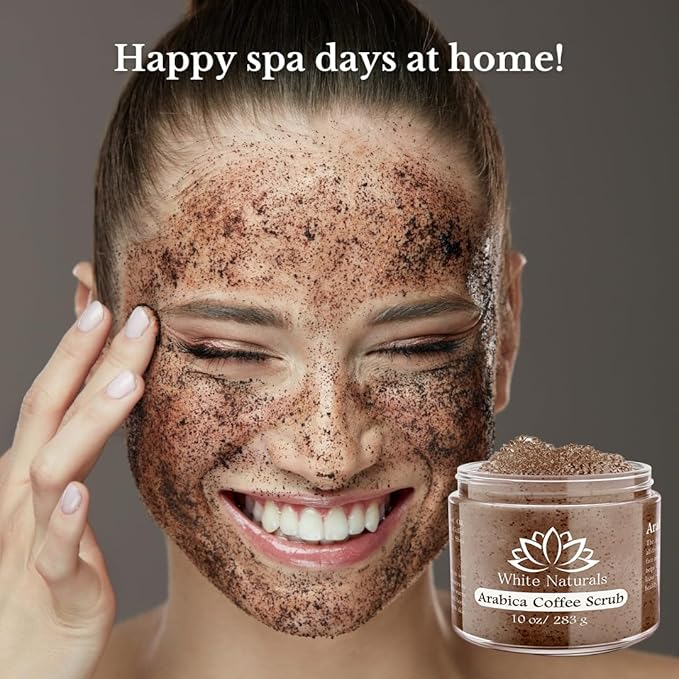 Arabica Coffee Scrub, Moisturizing Exfoliating Face, Body Foot, Hand, Natural Exfoliating for Smooth Skin, Organic Scrub Fights Stretch Marks, Appearance Cellulite, Fine Lines & Wrinkles