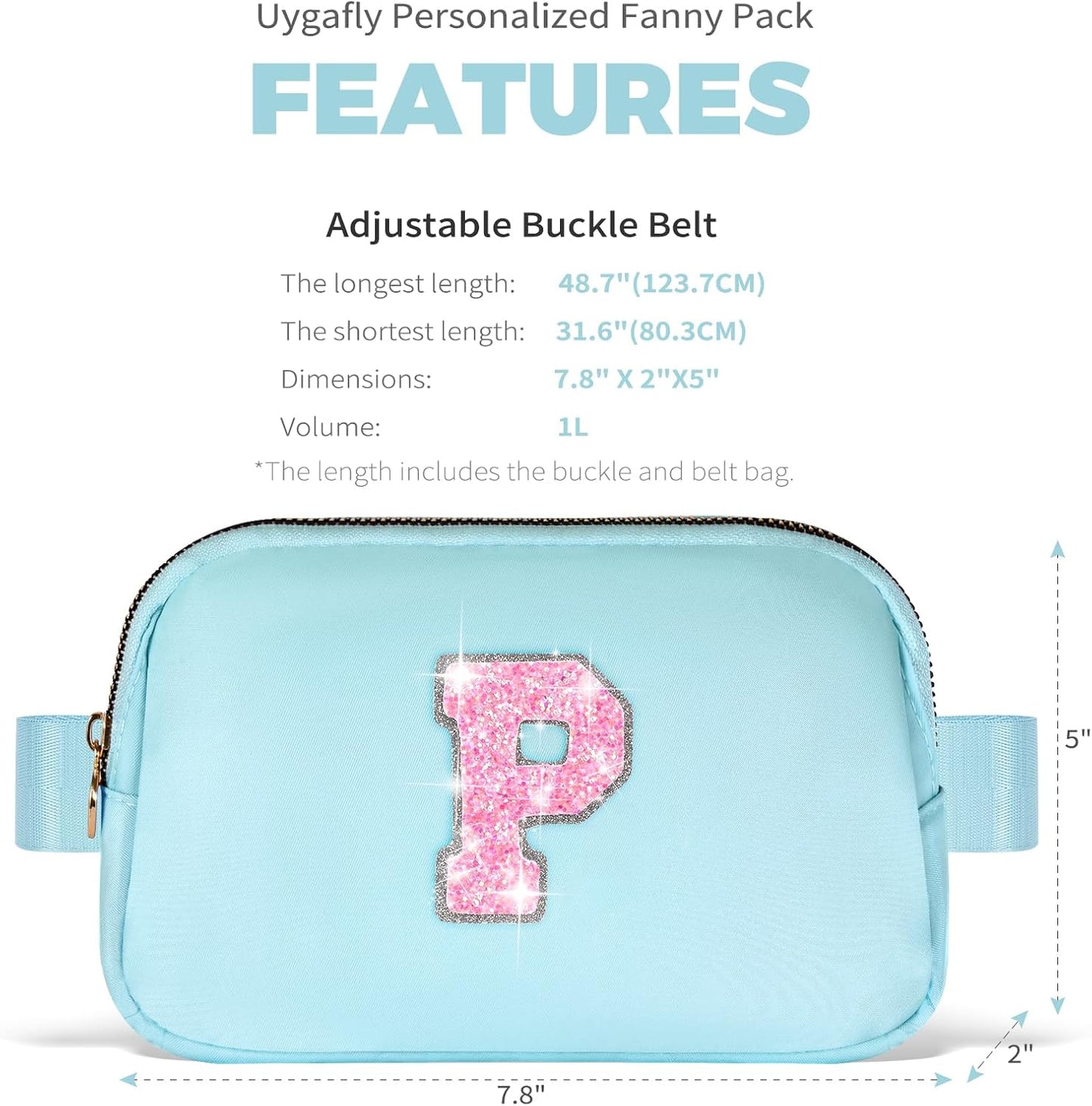 Fanny Pack Belt Bag Crossbody Bags with Initials Letter Patch Trendy Stuff for Teens Cute Stuff Birthday Gifts for Teenager Girls | P,Blue Bag