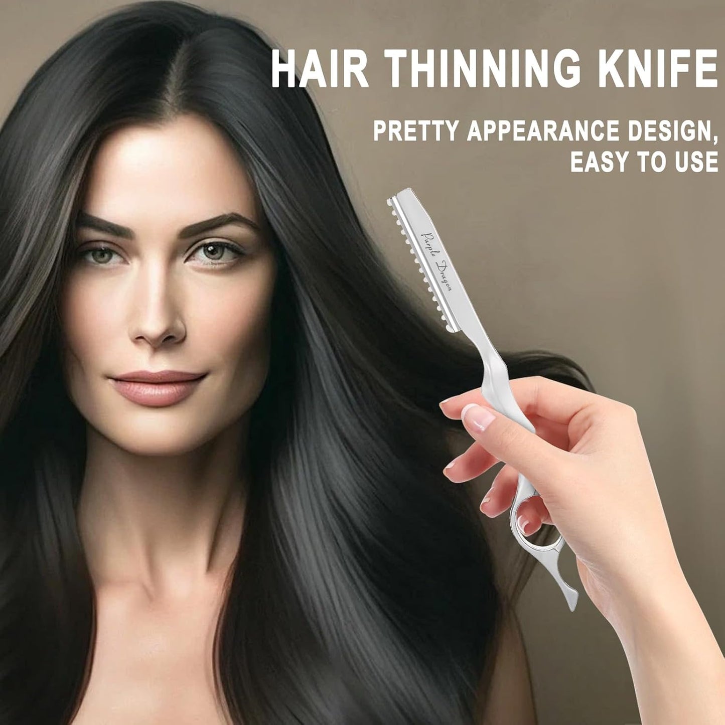 Hair Razors For Cutting Hair 7" Mental Thinning Styling Razors with 10 PCS Sharp Stainless Steel Blades Professional Hair Styling Tool for Salon and Home (Silver)