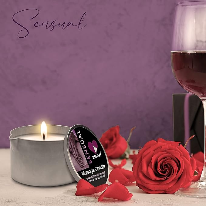 LOVE PLAY Massage Oil Candle for Home SPA - Vegan Moisturizing Body Oil Candle for Pure Relaxation - Hydrating Skin Care Massage Oils with Essential Oils (6.76oz)