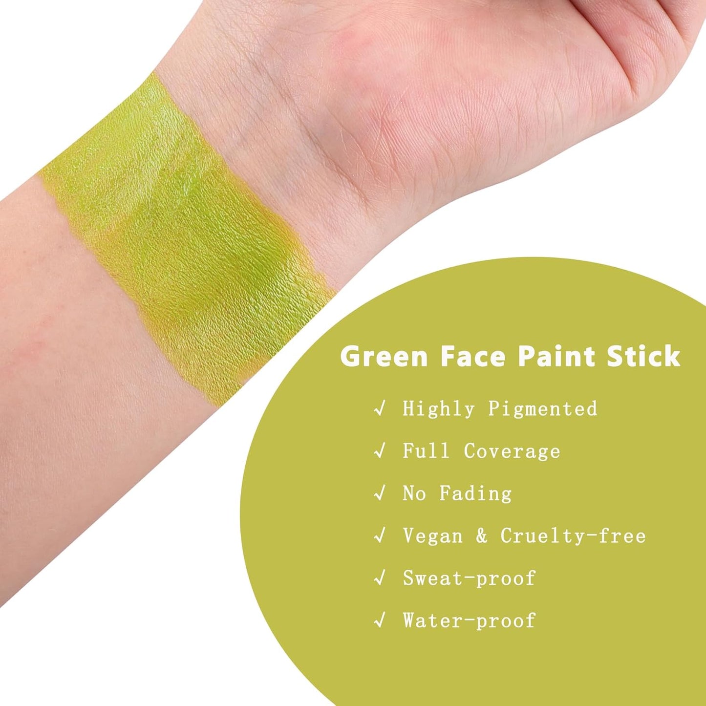 Ogre Green Face Paint Stick, Green Eye Black Stick for Sports, Shrek Costume Gamora Witch Face Paint High Pigmented Paint for Halloween Special Effect Sfx Makeup
