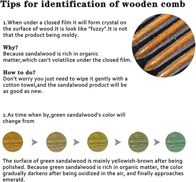 MIUPOO Wood Hair Comb, Hill Shape, 3.9 x 2 inches, 100% Natural Green Wood, Wide Tooth, Anti-Static, Smooth, Seamless, Lightweight, Portable, Hair Care, Scalp Massage, Hair Growth, Gift Package