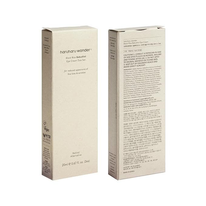 HARUHARU wonder Black Rice Bakuchiol Eye Cream 0.67 fl.oz (Pack of 2) | Wrinkle Care, Natural Retinol Alternative | Cruelty Free