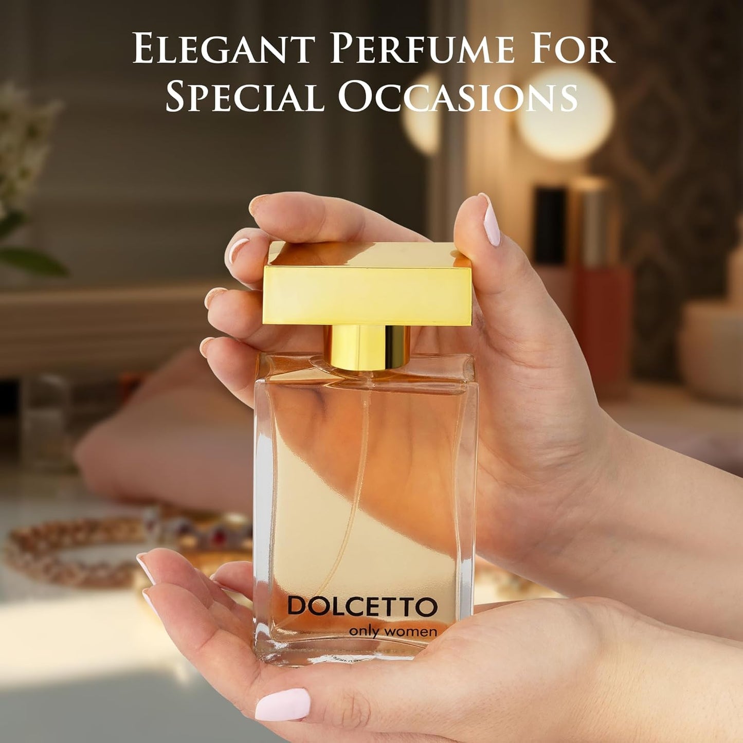 Dollceto Only for Women Eau De Parfum - Floral Fruity Fragrance - Top Notes of Bergamot, Citrus Mandarin, Lychee & Sweet Peach - Base of Vanilla, Haitian Vetiver, Warm Amber - Elegant 100ml Bottle