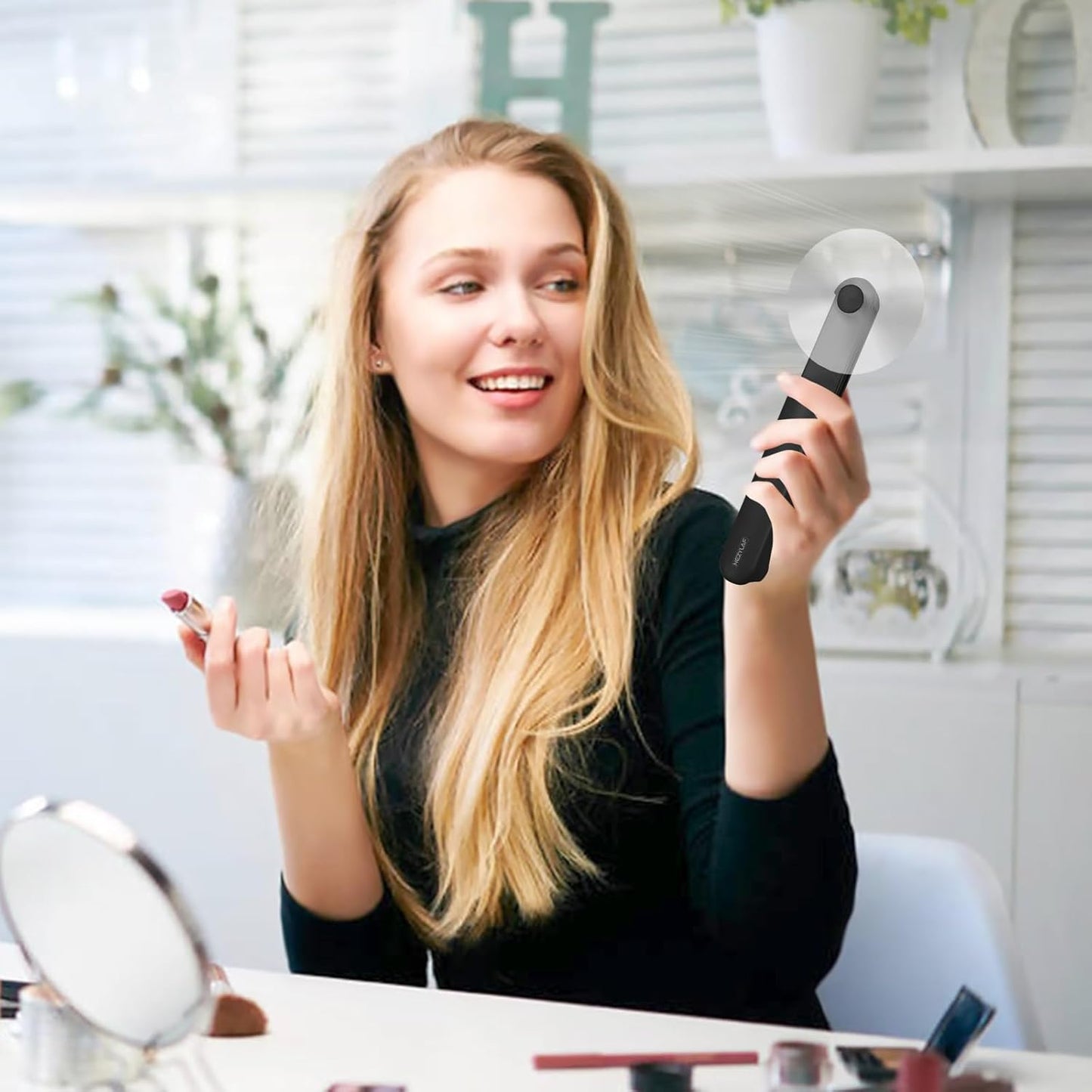 Nezylaf Portable Mini Handheld Fan, Small Rechargeable Personal Fan with Pocket Power Bank Design for Travel/Women Gifts/Disney World Accessories/Theme Park Essentials