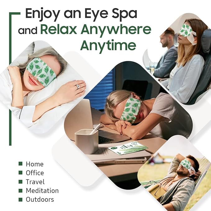 30Packs Steam Eye Mask, Heated Eye Mask Warm Compress for Eyes, Self Heating Warm Eye Masks Disposable Steam Mask for Home Sleep, Spa, Travel Essentials & Relaxation Gifts (Tea Tree)